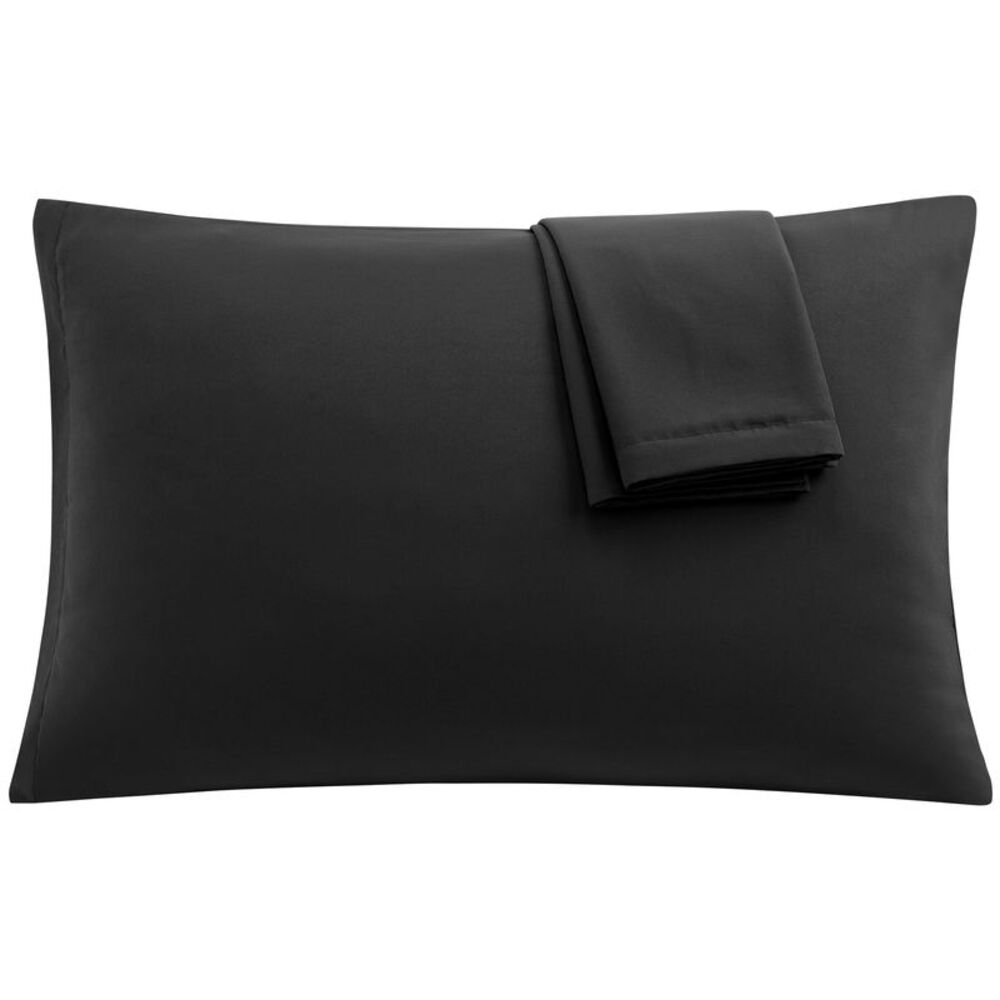 2pcs Pillow Cases Soft Microfiber Pillowcases with Zipper (20"x30") Black